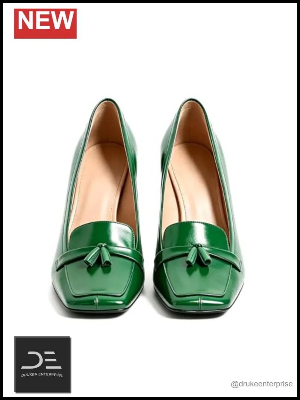 Womens Square Toe Tassel Loafers Chunky Block Heel Pumps Comfortable Office
